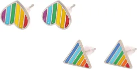 2-3 Pairs Rainbow Stud Earring Set Fashion Pride Earrings Rainbow Cute Rainbow Heart Star Round Earrings LGBT Pride Stud Earrings Set