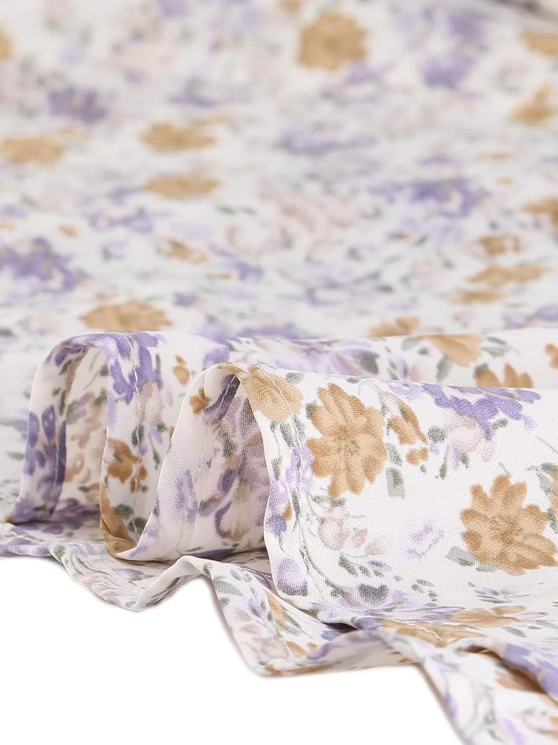 Allegra K Women's Button Up Short Sleeve A-Line Chiffon Vintage Floral Shirt Dress