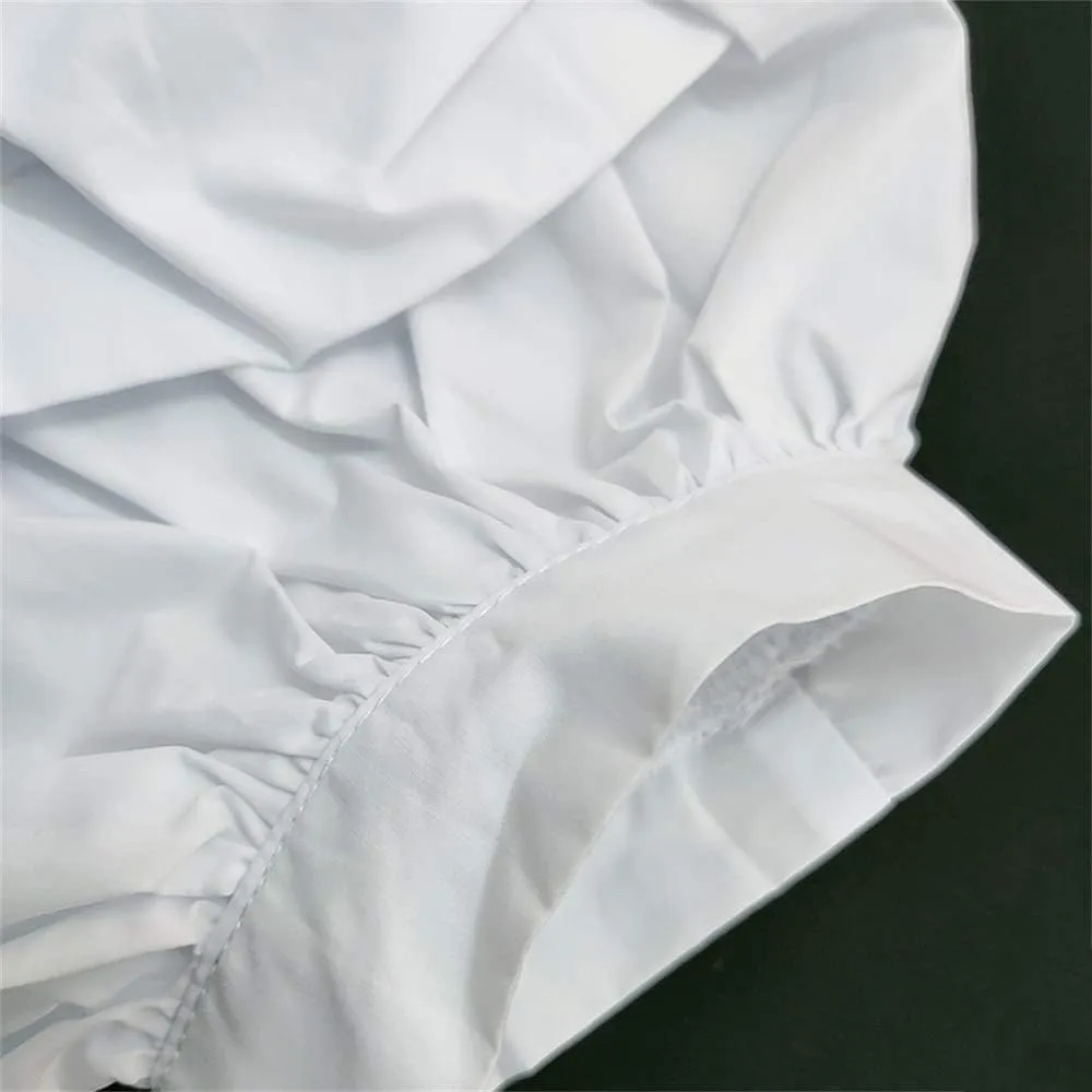 AOMEI Women Spring Summer Blouses with Puff Sleeve Sashes Shirts Tops