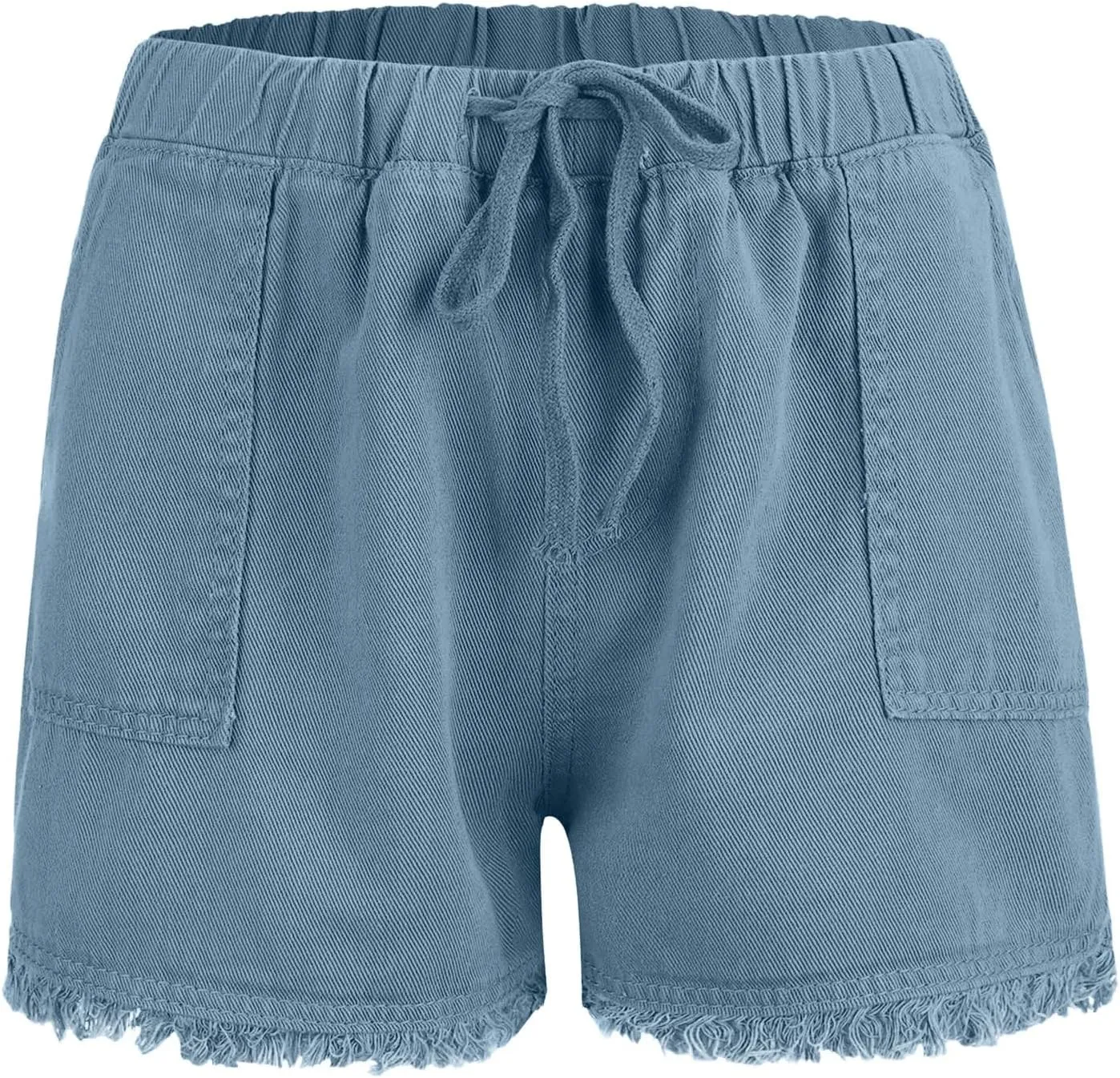 Drawstring Jean Shorts for Women Summer Casual Elastic Waist Raw Hem Denim Shorts Loose Fit Short Pants with Pockets