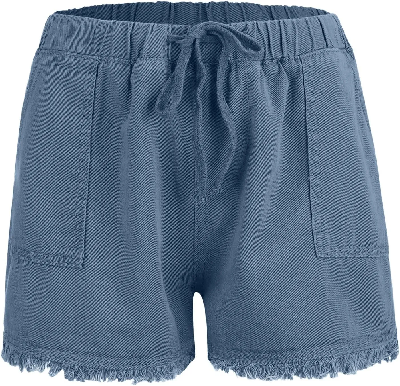 Drawstring Jean Shorts for Women Summer Casual Elastic Waist Raw Hem Denim Shorts Loose Fit Short Pants with Pockets
