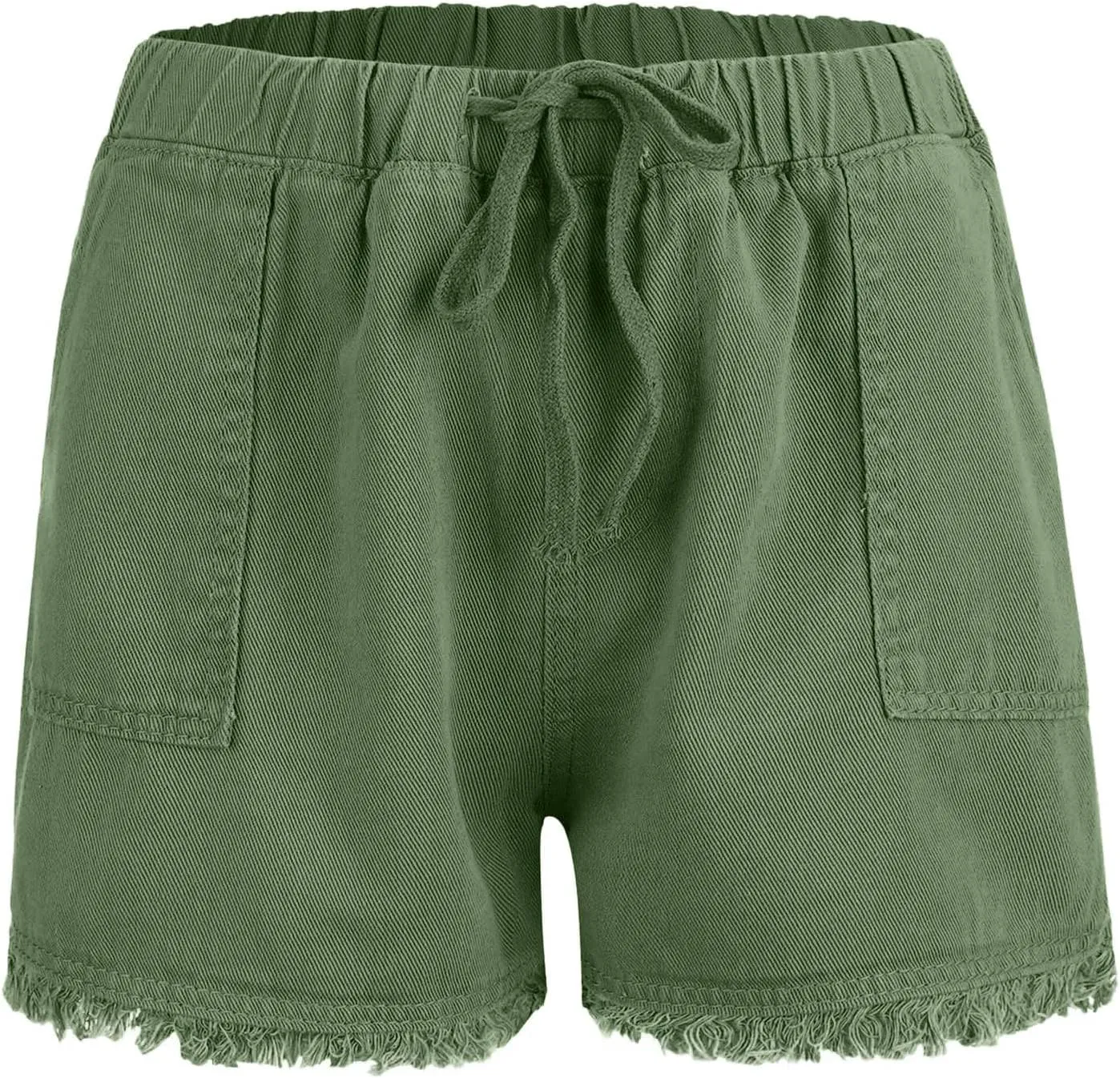 Drawstring Jean Shorts for Women Summer Casual Elastic Waist Raw Hem Denim Shorts Loose Fit Short Pants with Pockets