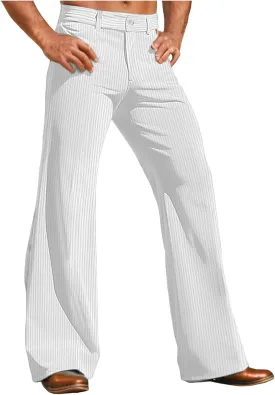 Fare Pants Men Corduroy Vintage Bell Bottom Pants 60s 70s Disco Outfits Stretch Slim Fitted Hippie Party Trousers