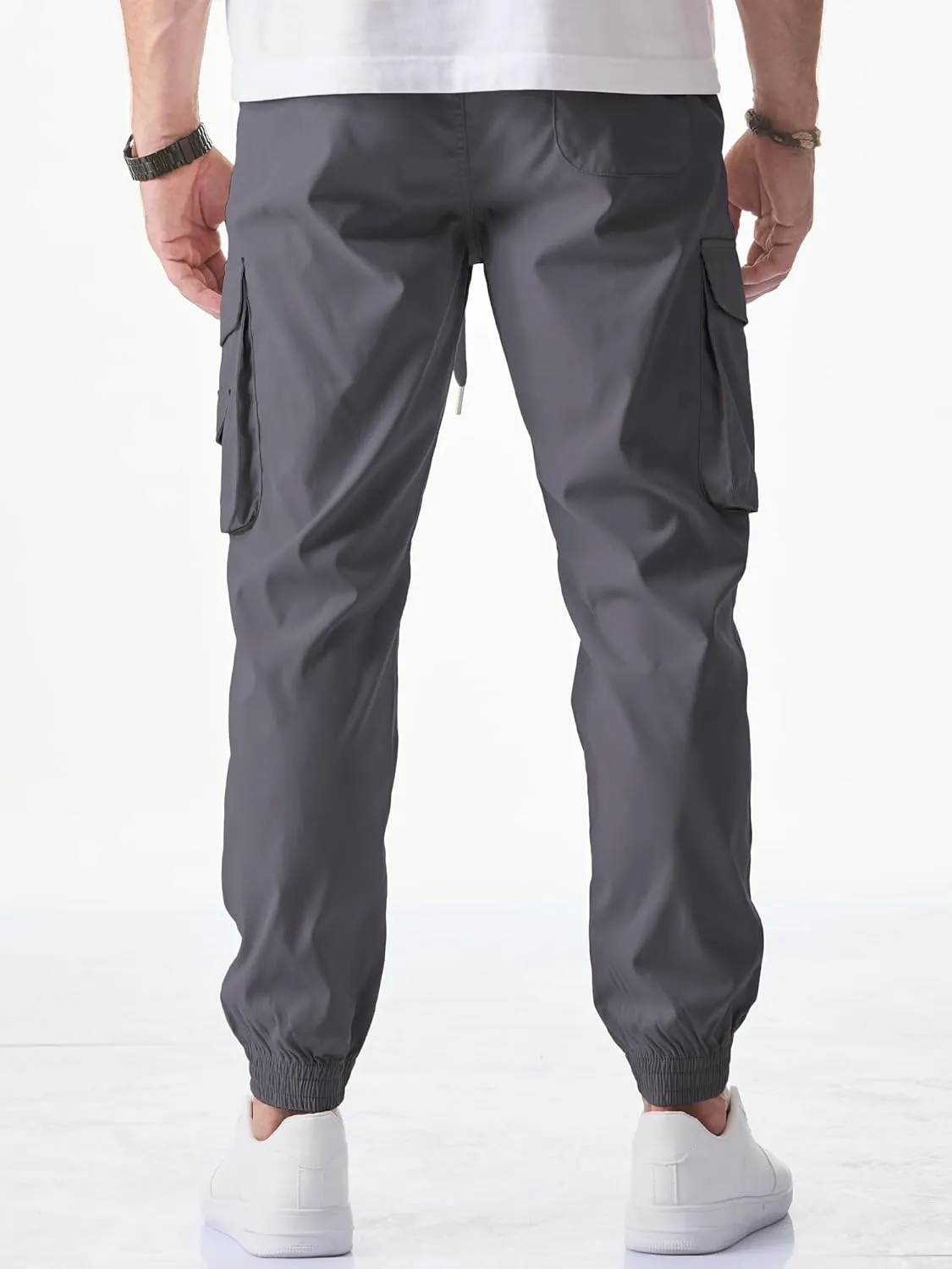 JMIERR Men's Casual Cargo Joggers Pants Stretch Elastic Waist Drawstring Tapered Sweatpants with Pockets