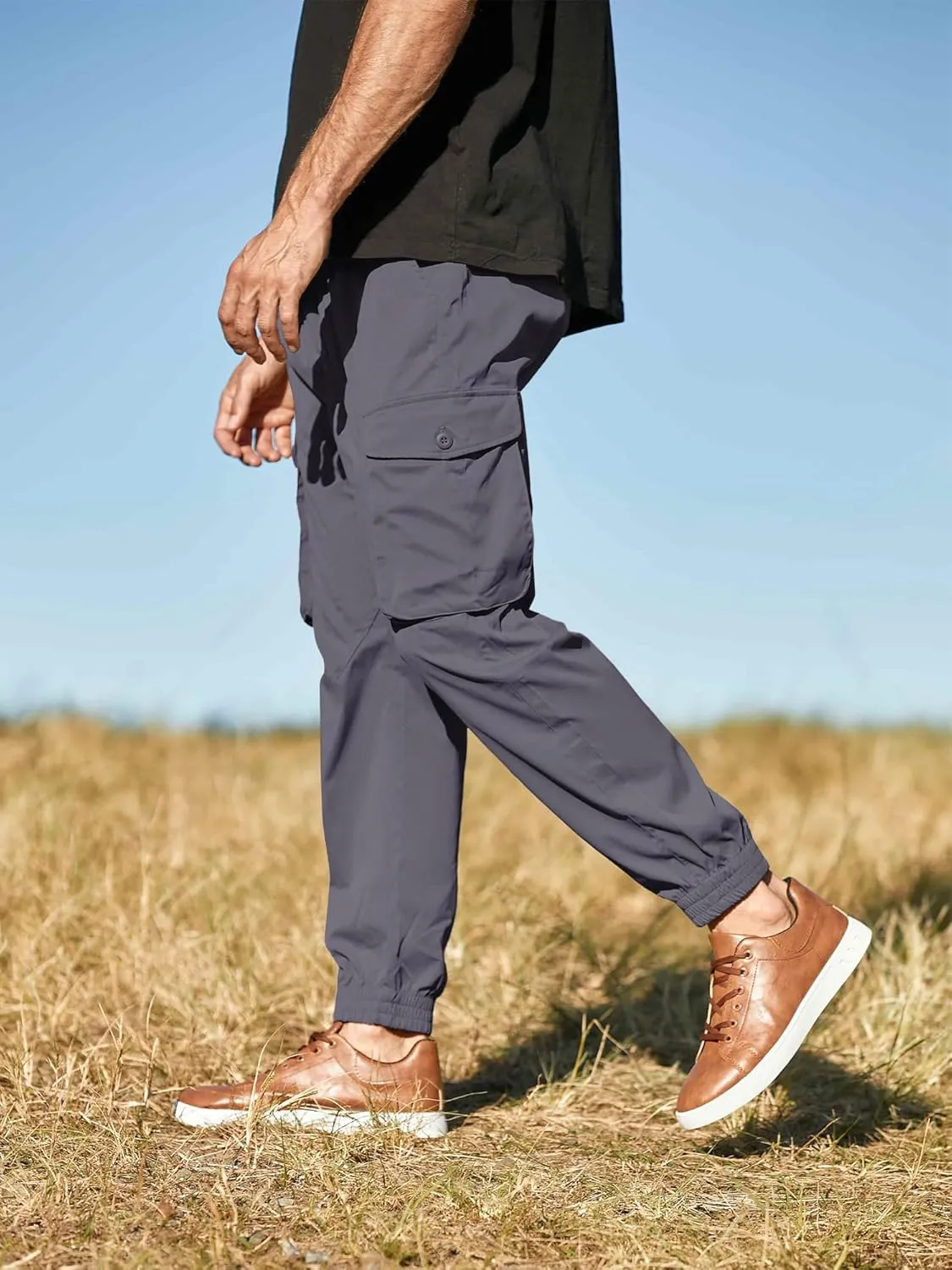JMIERR Men's Casual Cargo Joggers Pants Stretch Elastic Waist Drawstring Tapered Sweatpants with Pockets