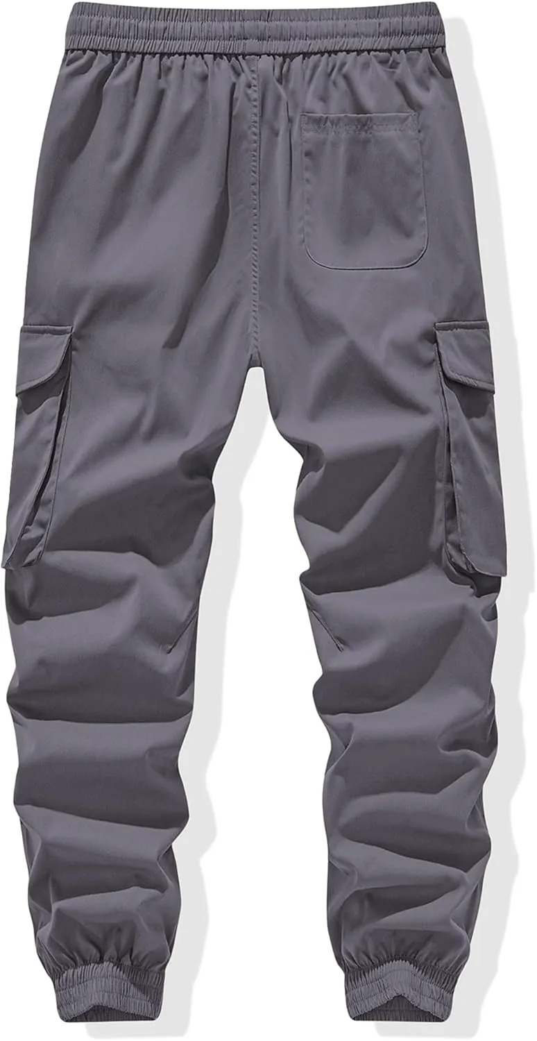 JMIERR Men's Casual Cargo Joggers Pants Stretch Elastic Waist Drawstring Tapered Sweatpants with Pockets