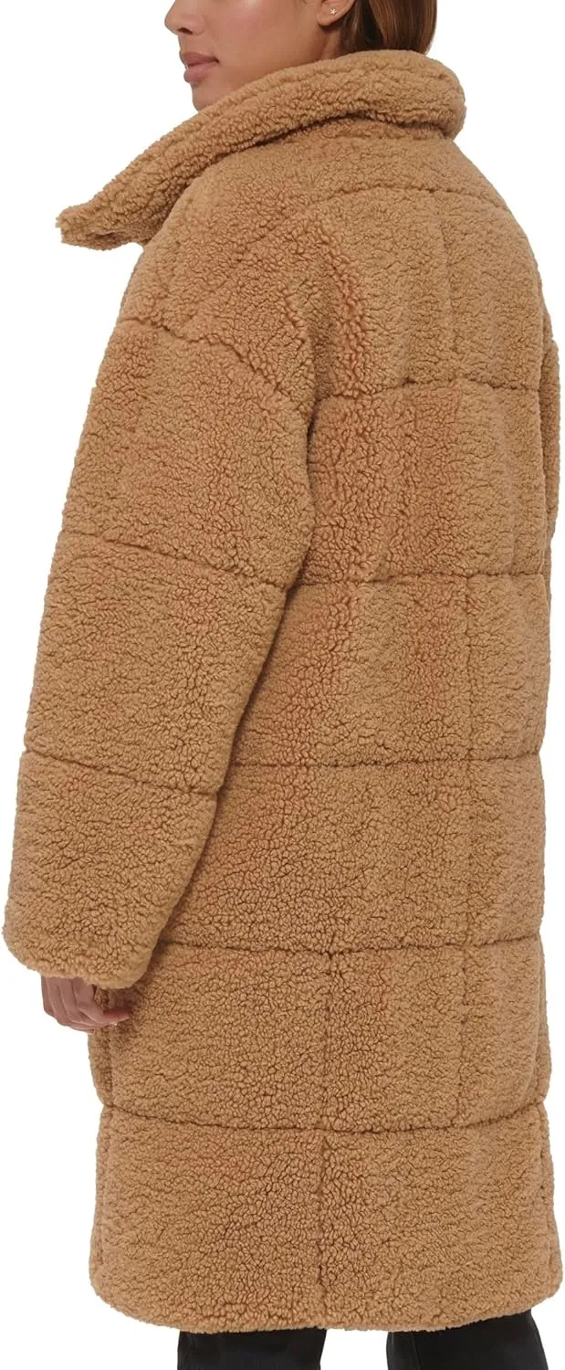 Levi's Women's Long Length Patchwork Quilted Teddy Coat