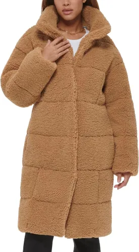 Levi's Women's Long Length Patchwork Quilted Teddy Coat