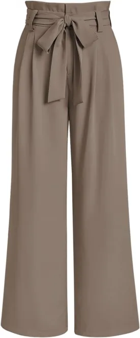 LILLUSORY Wide Leg Dress Pants Women's Paperbag High Waisted Business Casual Trousers with Removable Belt