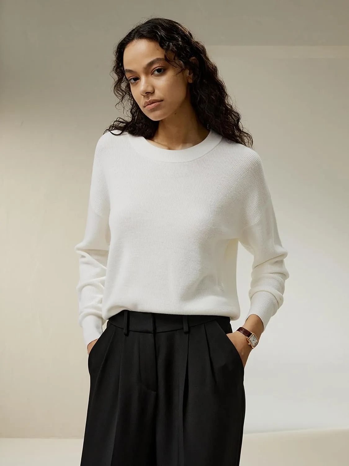 LilySilk Women's Sweater 100% Merino Wool Basic Fall & Winter Pullover Sweater Top for Ladies Girls Round Neck