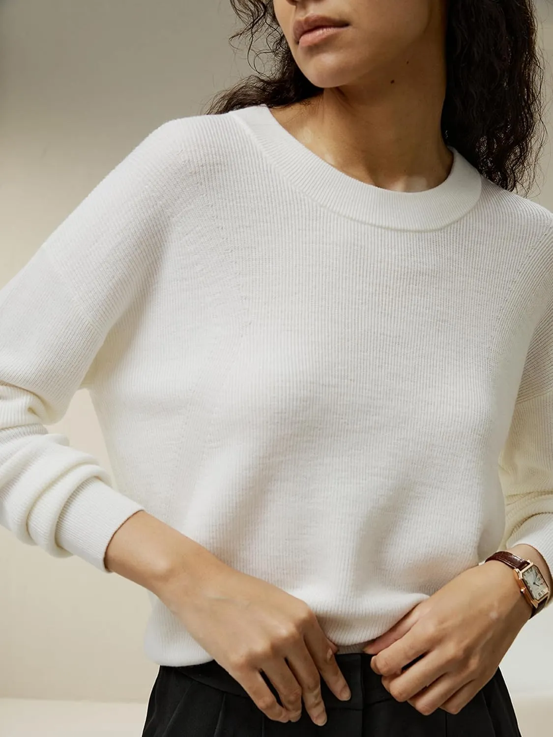LilySilk Women's Sweater 100% Merino Wool Basic Fall & Winter Pullover Sweater Top for Ladies Girls Round Neck