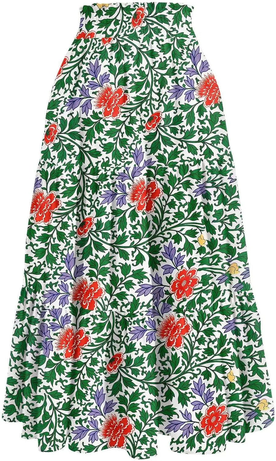 Maxi Skirts for Women 2025 Spring Summer Trendy Elastic Waist Floral Flowy Long Skirt Beach Vacation Clothes