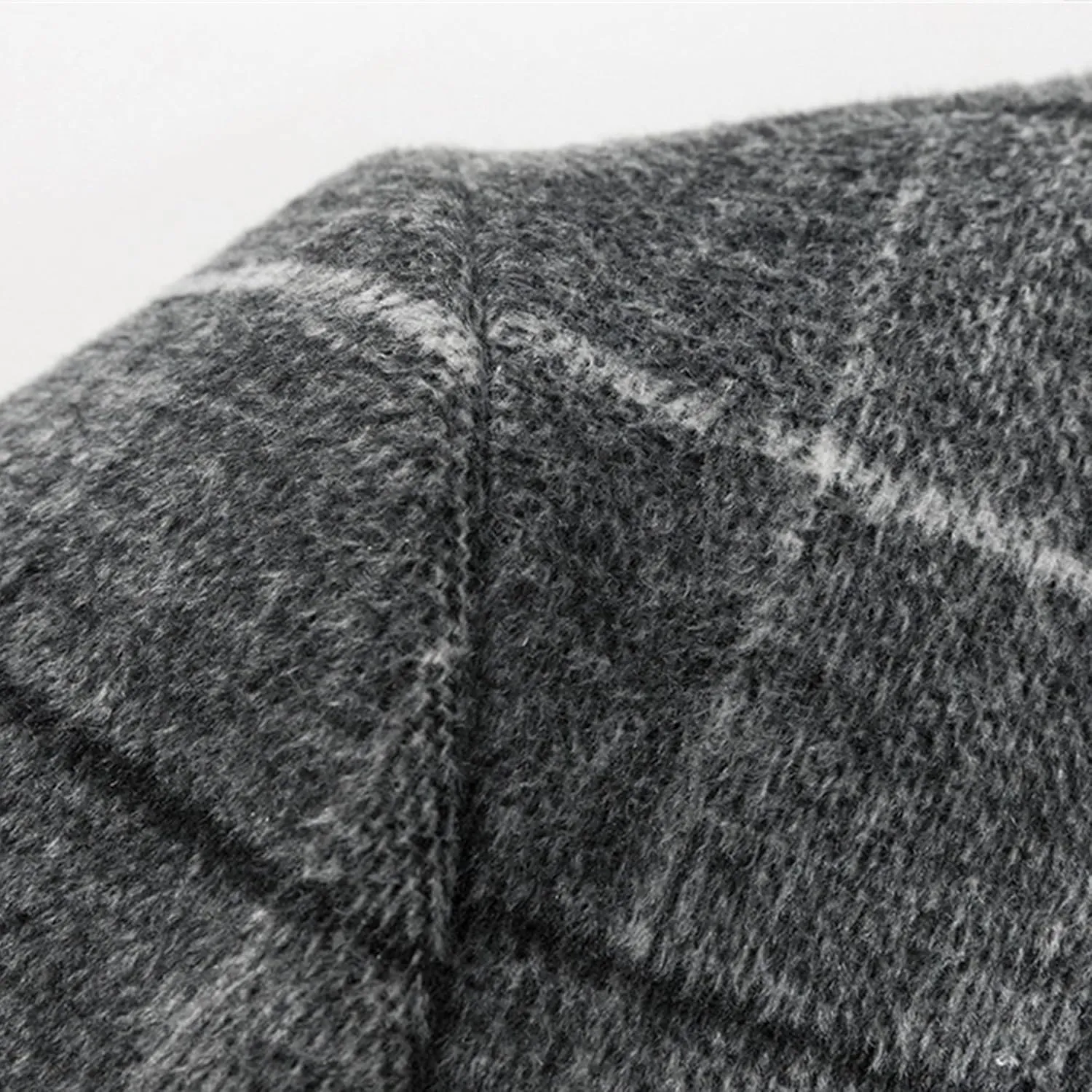 Men's Notched Collar Plaid Trench Coat Single Breasted Thermal Wool Blend Coat Formal Casual Pea Coat