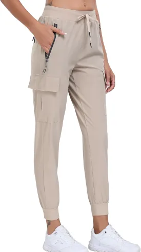 Oalka Women's Cargo Hiking Pants Lightweight Travel Pockets Joggers Quick Dry