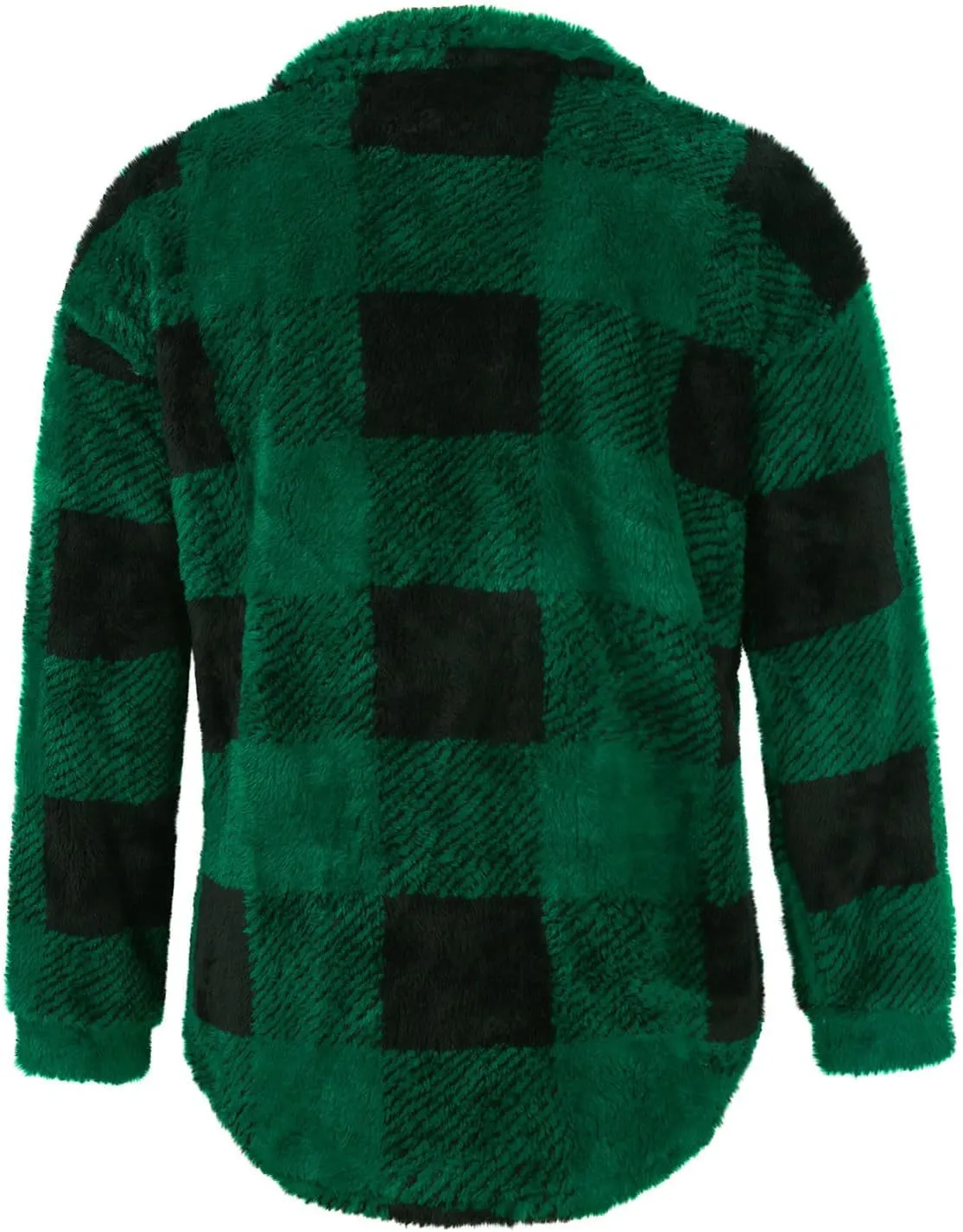 Plaid Flannel Shacket Women Button Down Plus Size Sherpa Fleece Shirt Jacket Long Sleeve Warm Fuzzy Teddy Coats