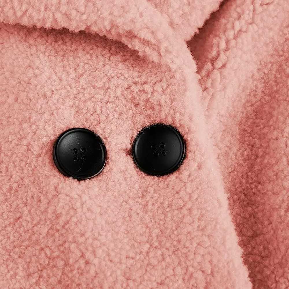rrhss Baby Girls Faux Fur Teddy Long Coat Toddler Kids Winter Fleece Jacket Warm Outwear Clothes