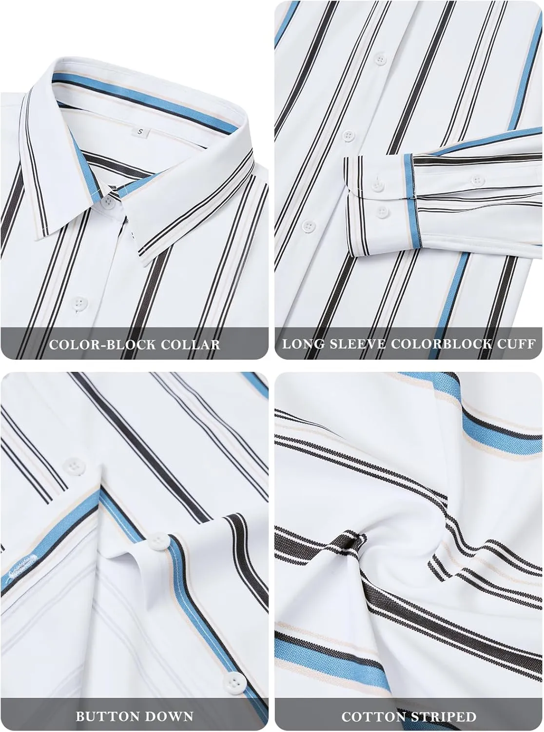siliteelon Button Down Shirts for Women Striped Long Sleeve Dress Shirts Collared Office Work Blouses Button Up Tops