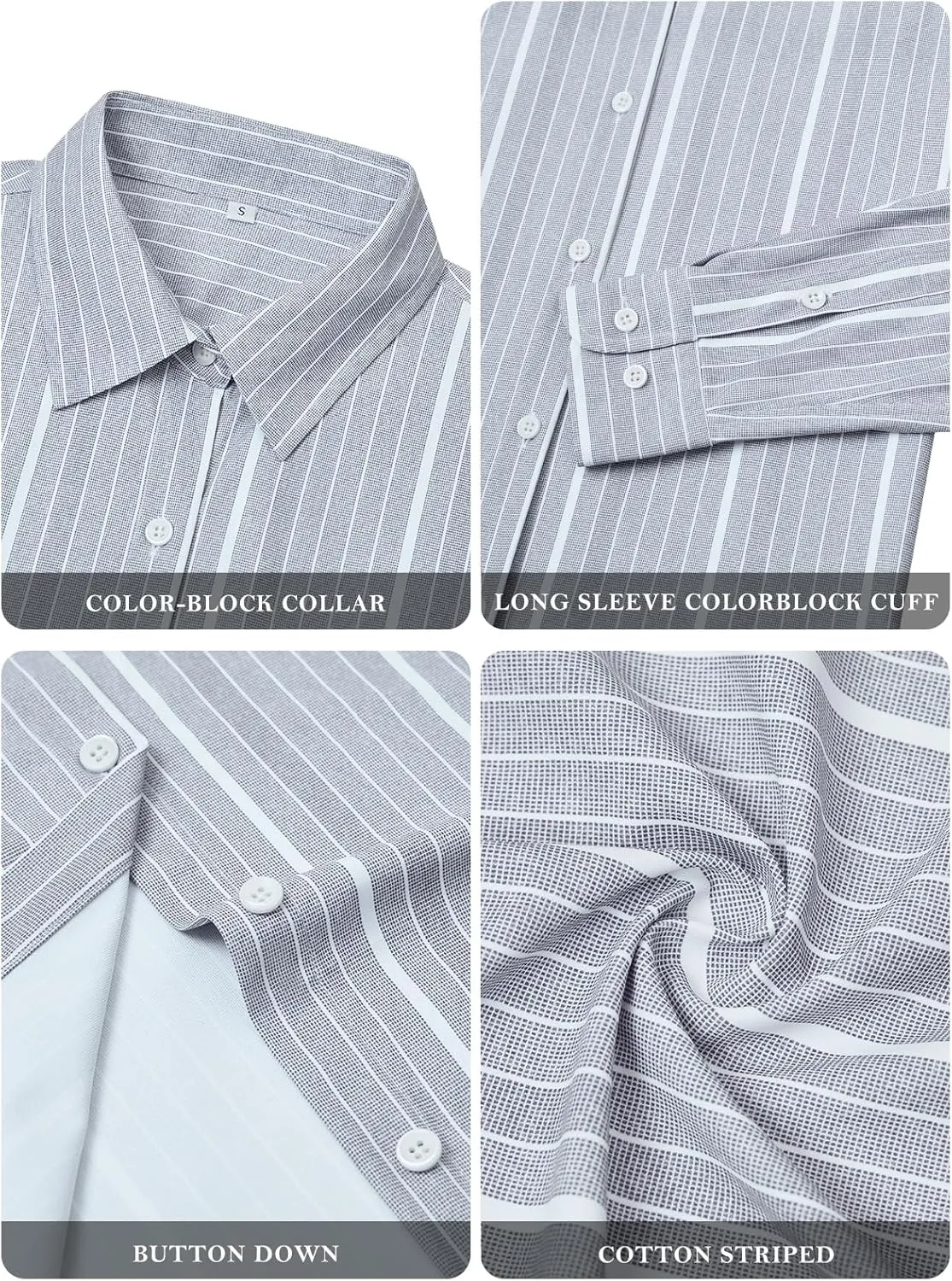 siliteelon Button Down Shirts for Women Striped Long Sleeve Dress Shirts Collared Office Work Blouses Button Up Tops