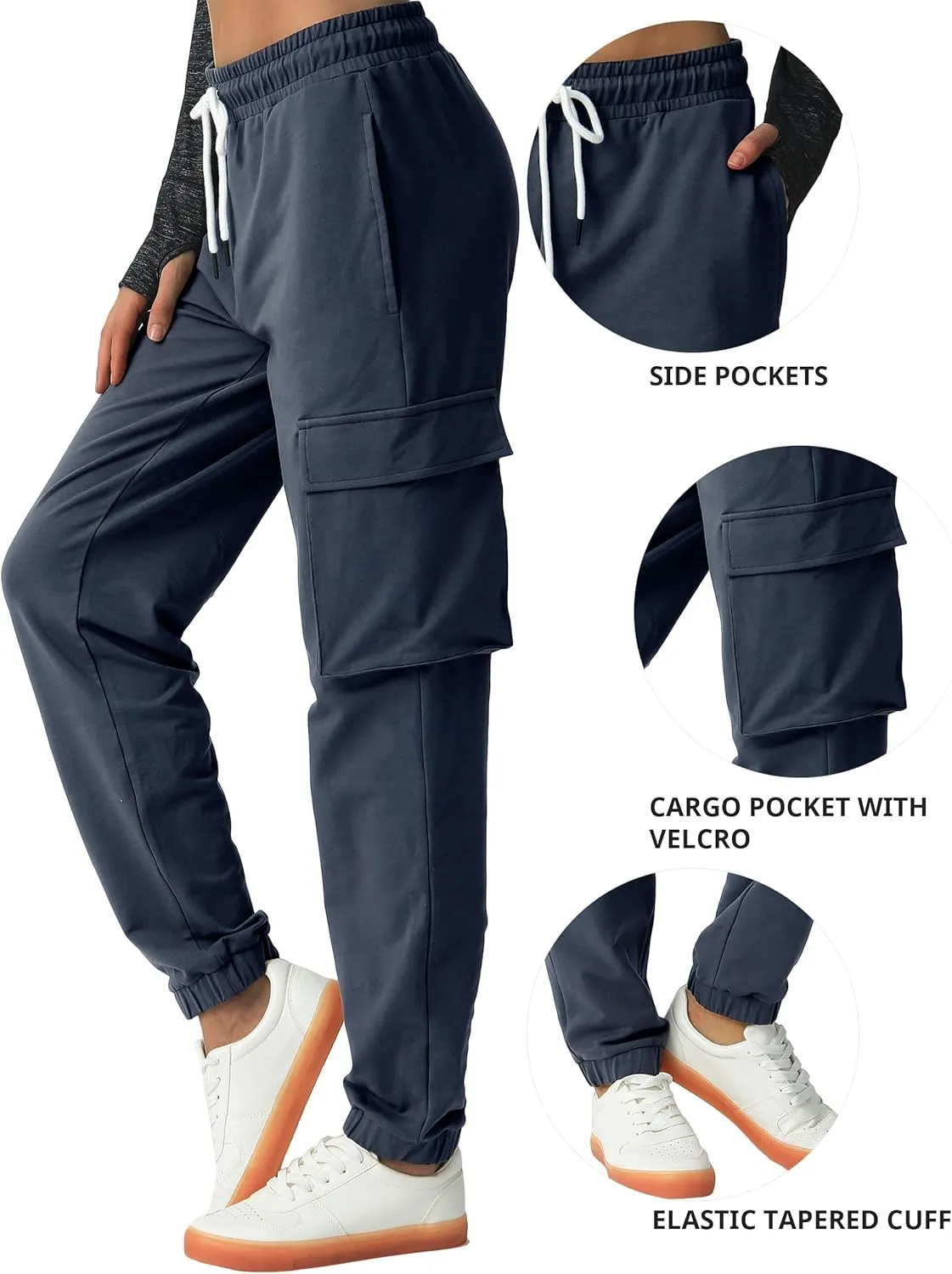 SPECIALMAGIC Women's Cargo Sweatpants Cotton Athletic Joggers 4 Pockets Sporty Pants