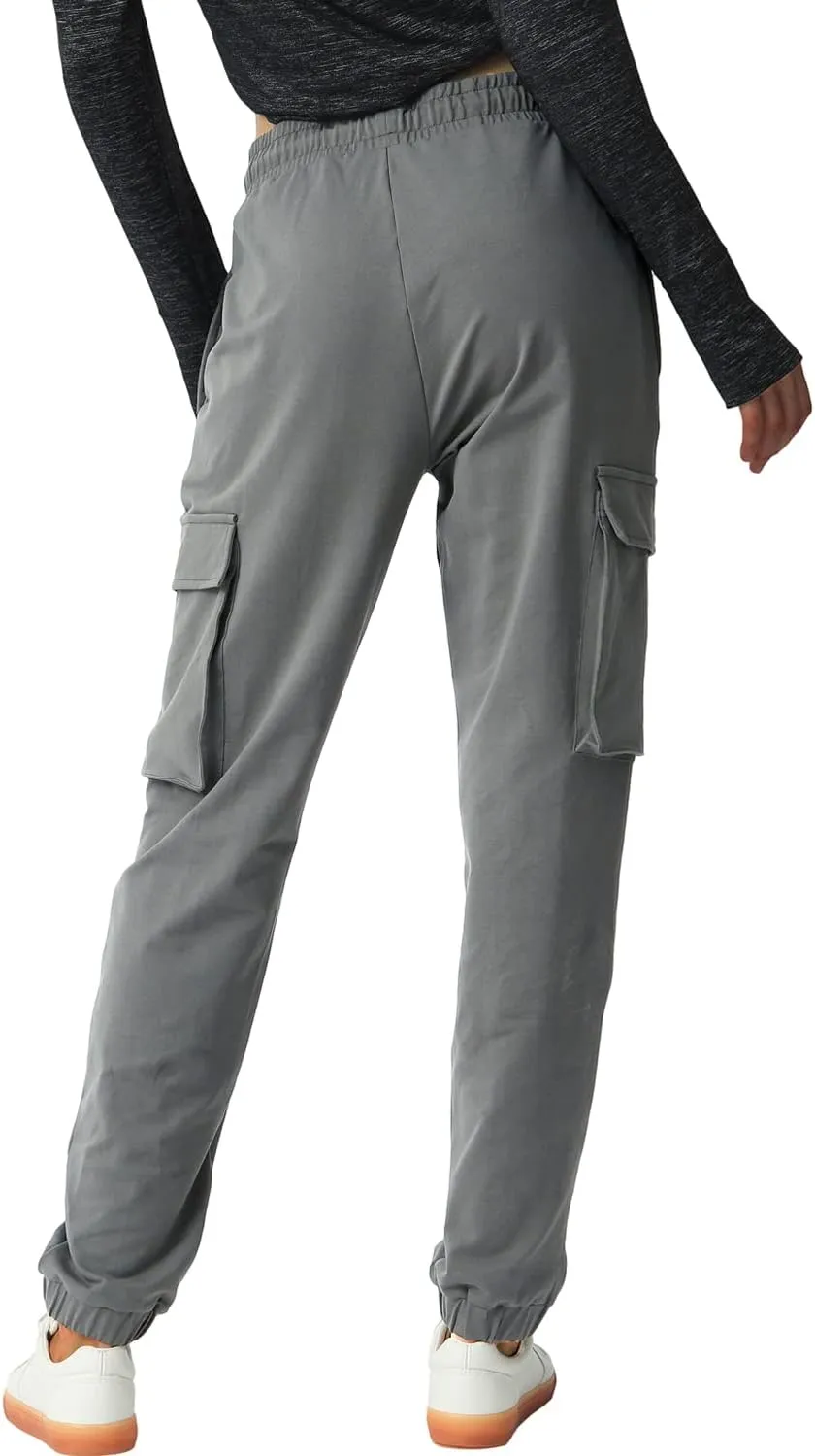 SPECIALMAGIC Women's Cargo Sweatpants Cotton Athletic Joggers 4 Pockets Sporty Pants