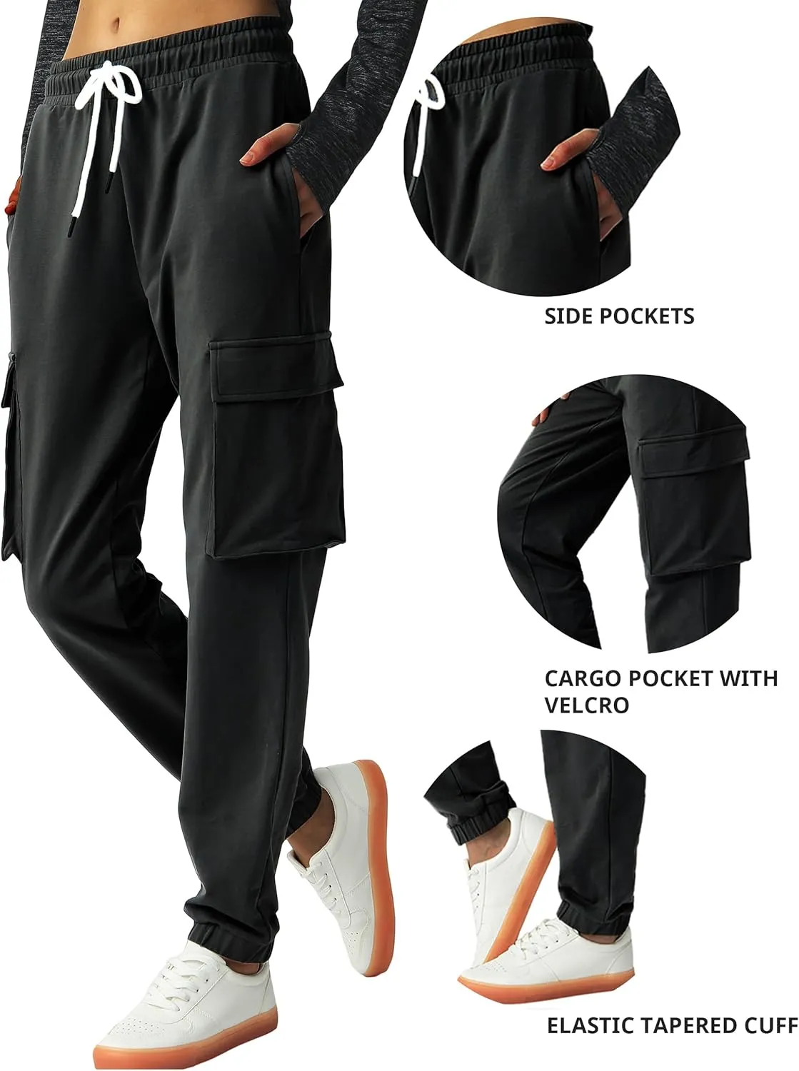 SPECIALMAGIC Women's Cargo Sweatpants Cotton Athletic Joggers 4 Pockets Sporty Pants