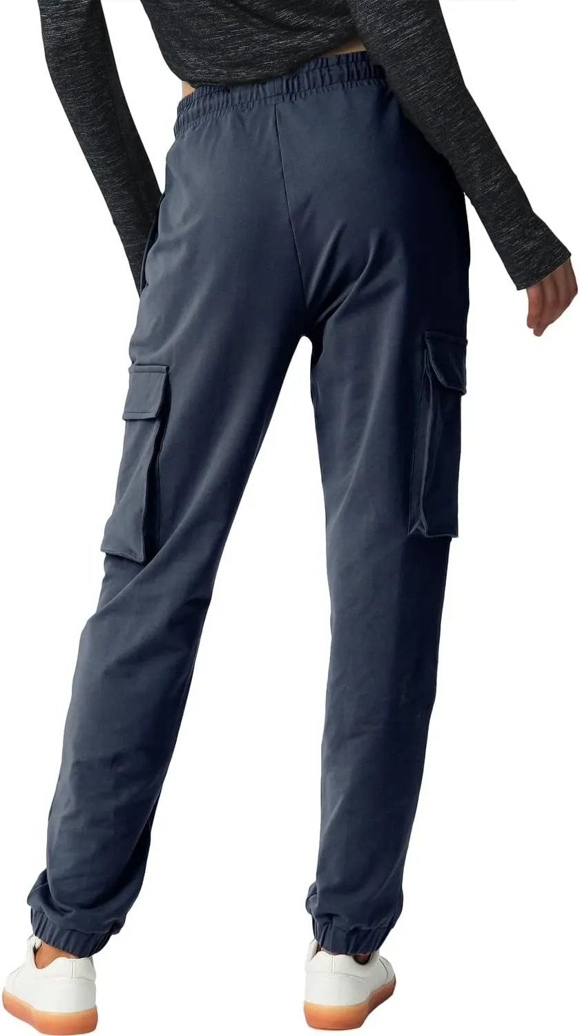 SPECIALMAGIC Women's Cargo Sweatpants Cotton Athletic Joggers 4 Pockets Sporty Pants