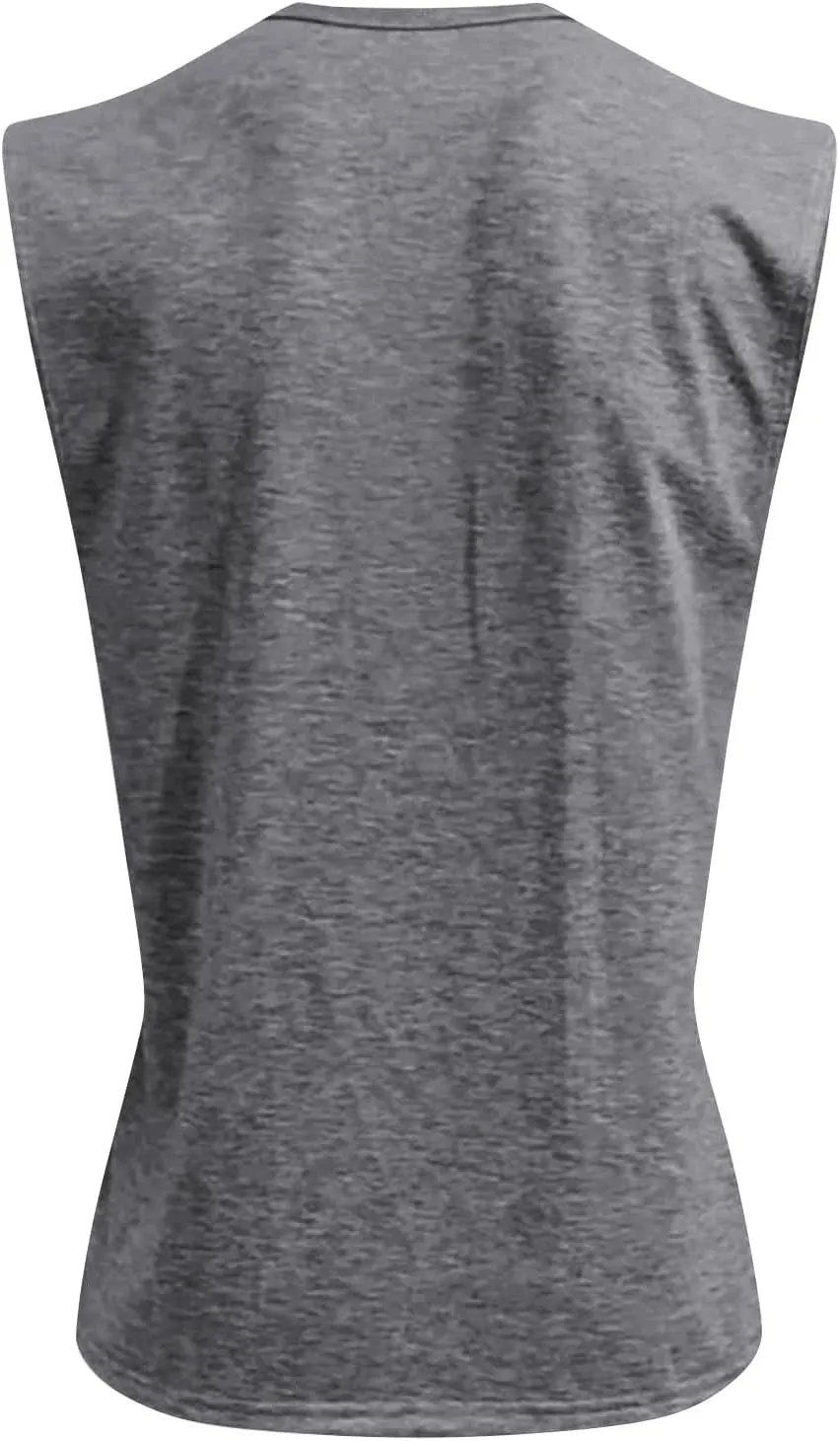 Summer Tops 2025 Men's Polo Shirt Sleeveless Distressed Washed V Neck Button T-Shirt Relaxed Fit Casual Vintage Solid Tee Top