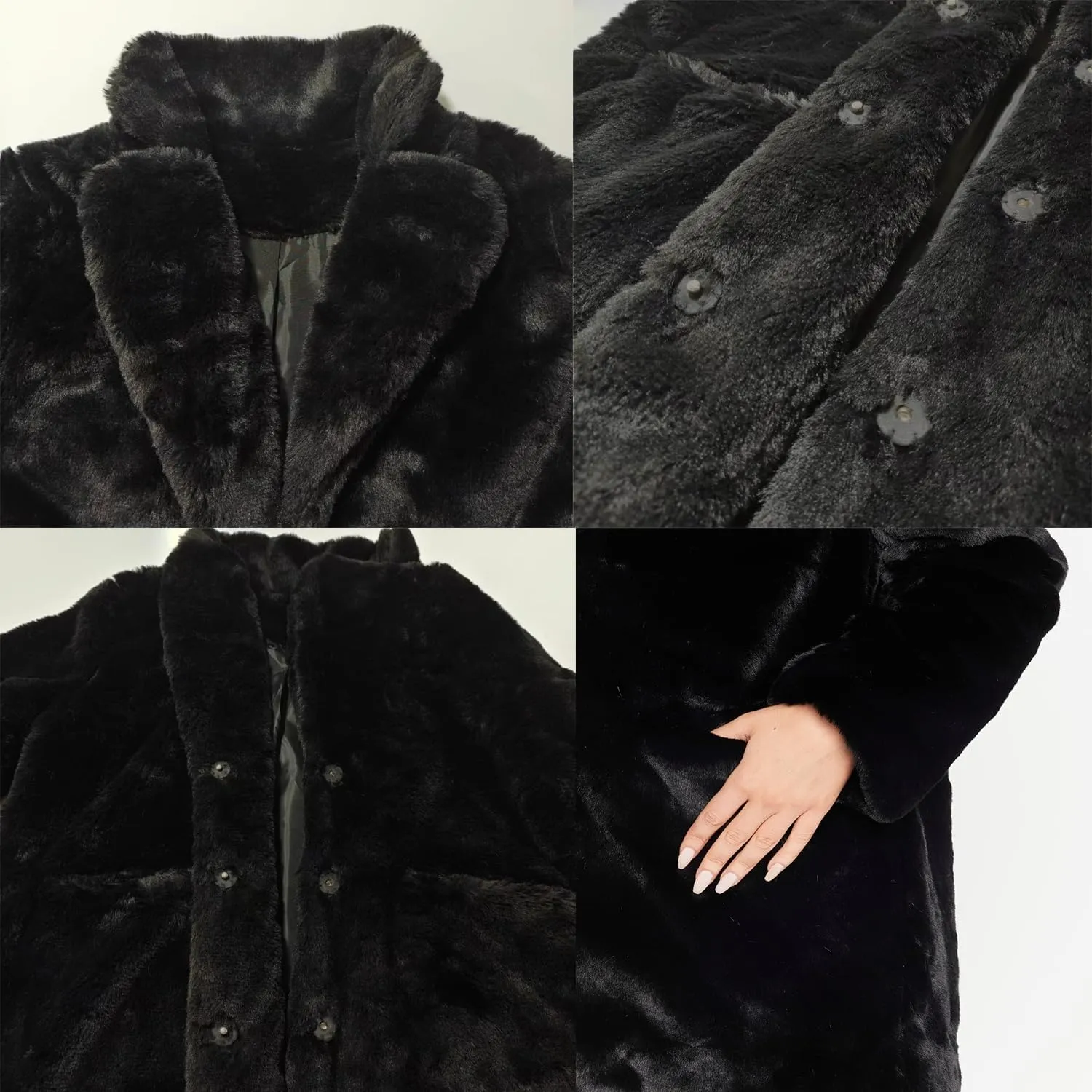TOPONSKY Womens Winter Warm Lapel Faux Fur With Inner Lining & Buttons Coats