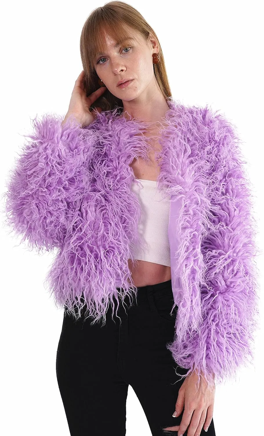 Women's Shaggy Faux Fur Outwear Coat Jacket Long Sleeve Warm Winter