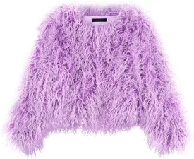 Women's Shaggy Faux Fur Outwear Coat Jacket Long Sleeve Warm Winter