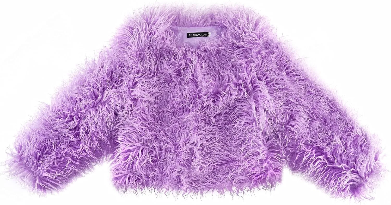 Women's Shaggy Faux Fur Outwear Coat Jacket Long Sleeve Warm Winter