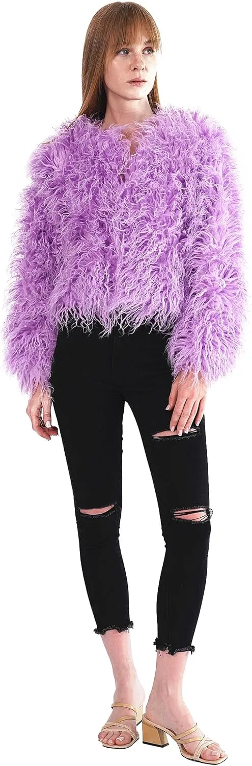 Women's Shaggy Faux Fur Outwear Coat Jacket Long Sleeve Warm Winter