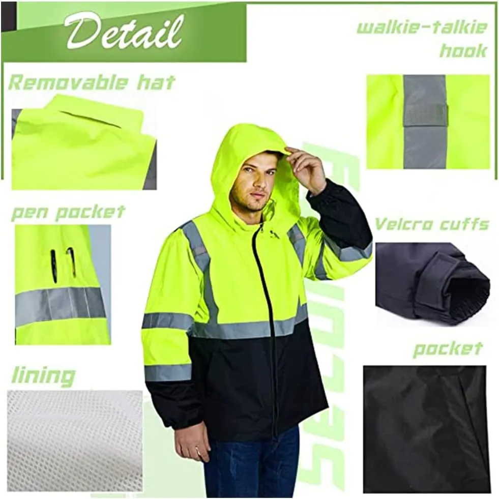 YOWESHOP High Visibility Reflective Safety Jacket Reflective Jacket for Men Hi Vis Construction Jackets