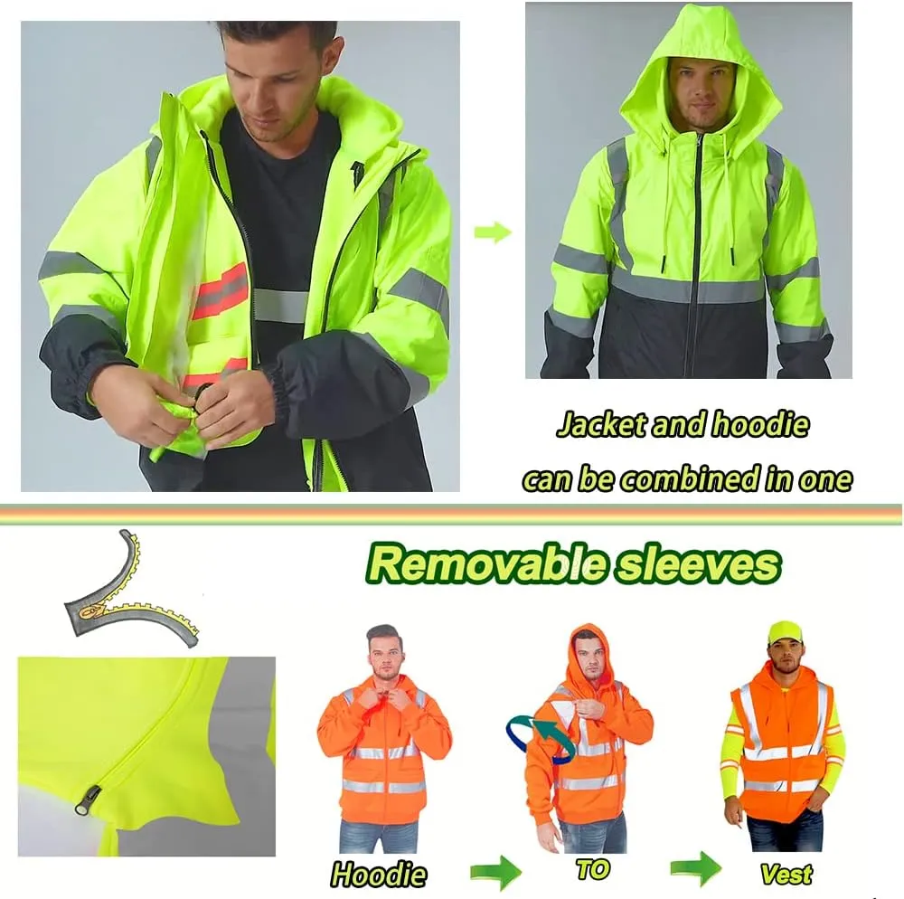 YOWESHOP High Visibility Reflective Safety Jacket Reflective Jacket for Men Hi Vis Construction Jackets