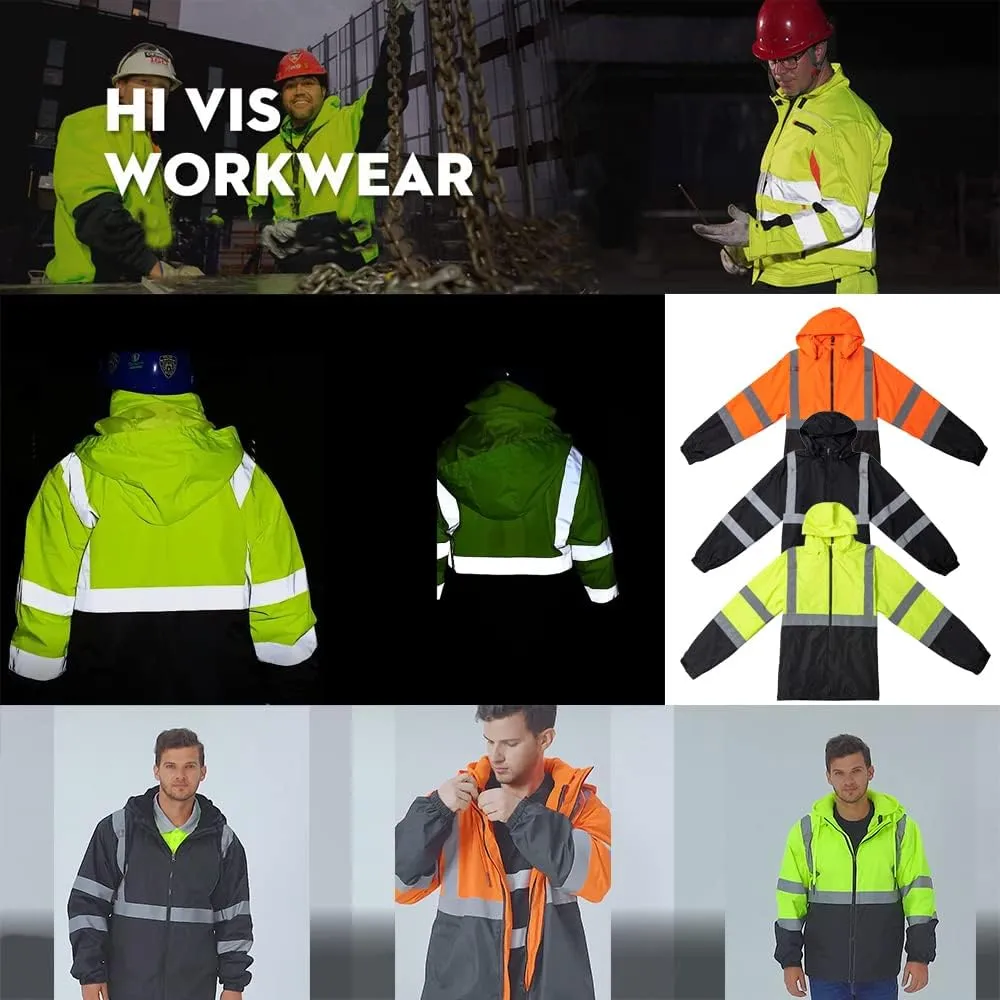 YOWESHOP High Visibility Reflective Safety Jacket Reflective Jacket for Men Hi Vis Construction Jackets